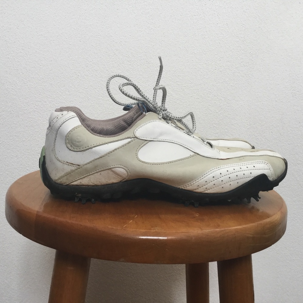 FootJoy Women's LoPro Collection White, Tan Golf Shoes Soft Spikes Size 8.5